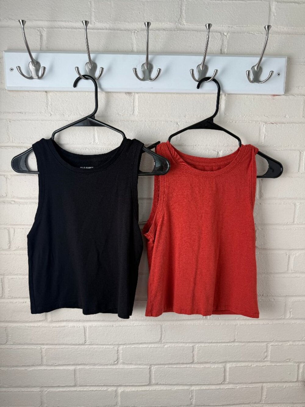 Old Navy | 2 Pack | Women's Bestee Cropped Tank Tops | Black | Orange | XS